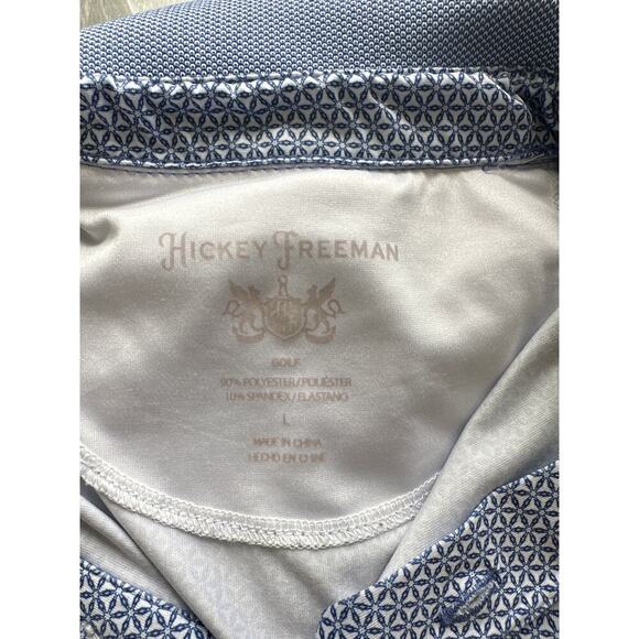 Hickey Freeman Blue Geometric Golf Polo Shirt Size Large, EUC - Picture 7 of 7